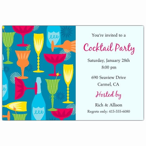 Cocktail Party Invite Templates Fresh Cocktail Party Blue Invitations