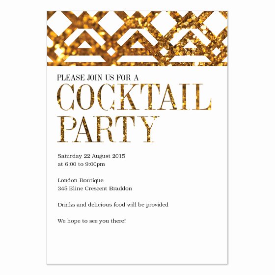 Cocktail Party Invite Templates Lovely Gold Cocktail Party Invitations &amp; Cards On Pingg