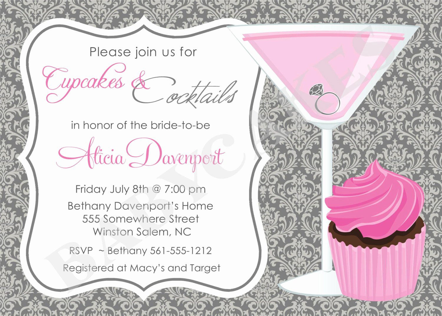 Cocktail Party Invite Templates New Cupcakes and Cocktails Bridal Shower Invitation by Jcbabycakes