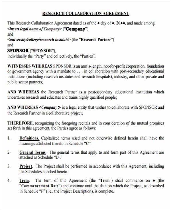 Collaboration Proposal Sample Inspirational Collaboration Agreement Templates 10 Free Sample