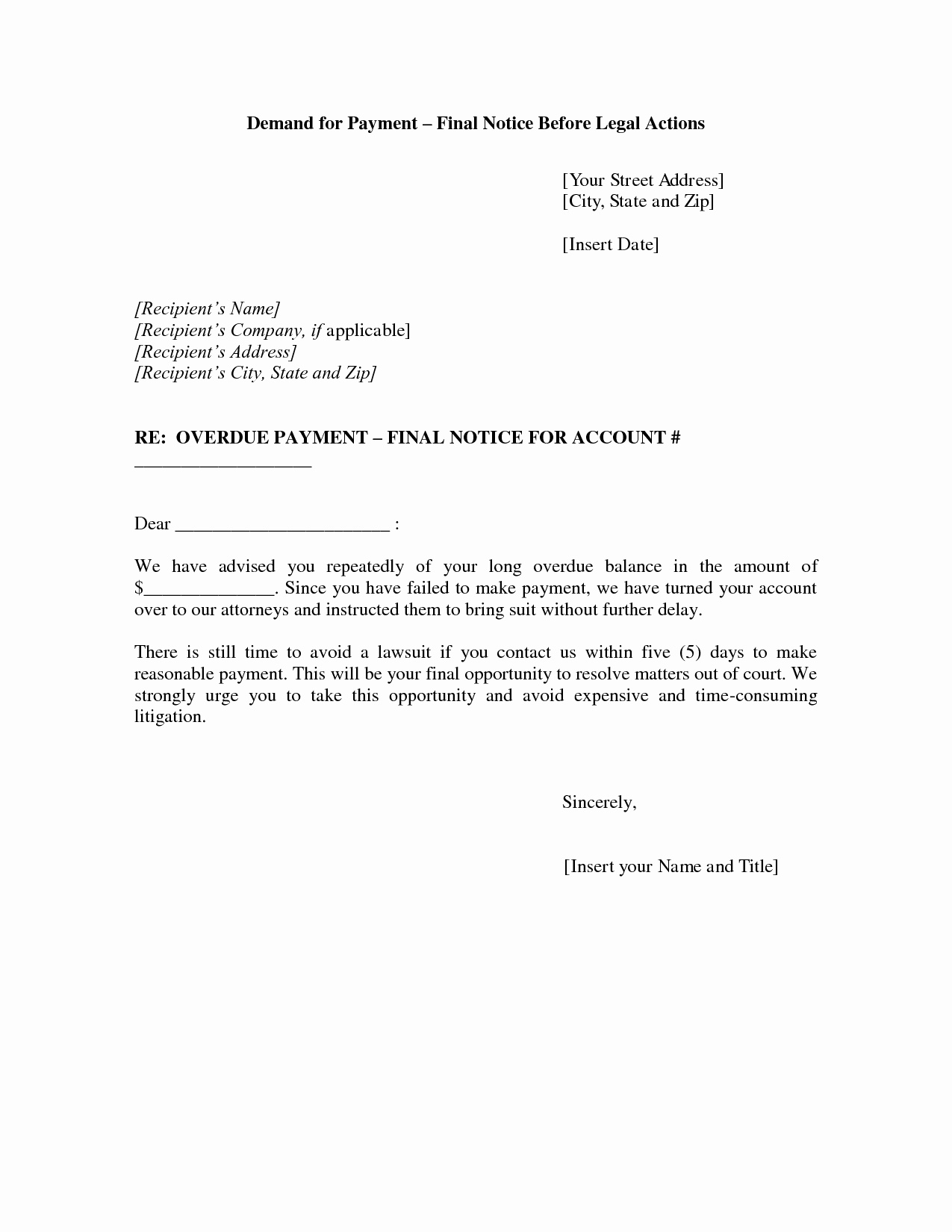 Collection Demand Letter Template Beautiful Best S Of Final Notice Letter Final Notice before