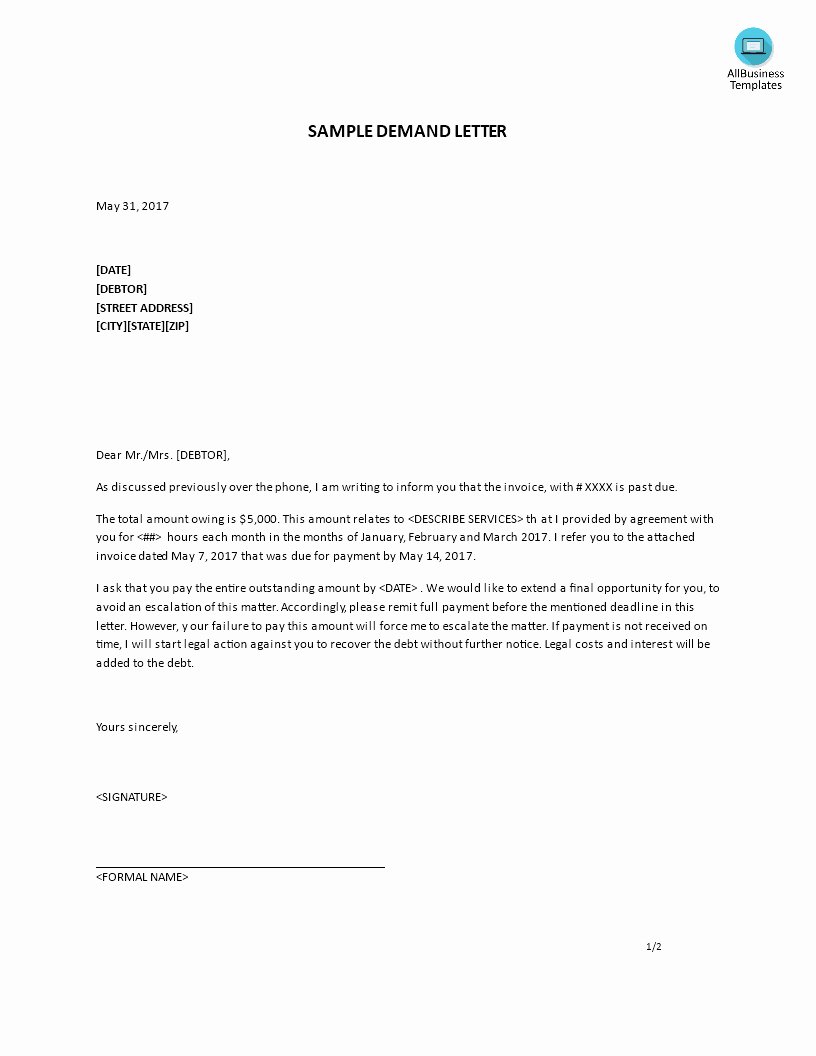 Collection Demand Letter Template Luxury Demand Letter to Landlord Template Samples