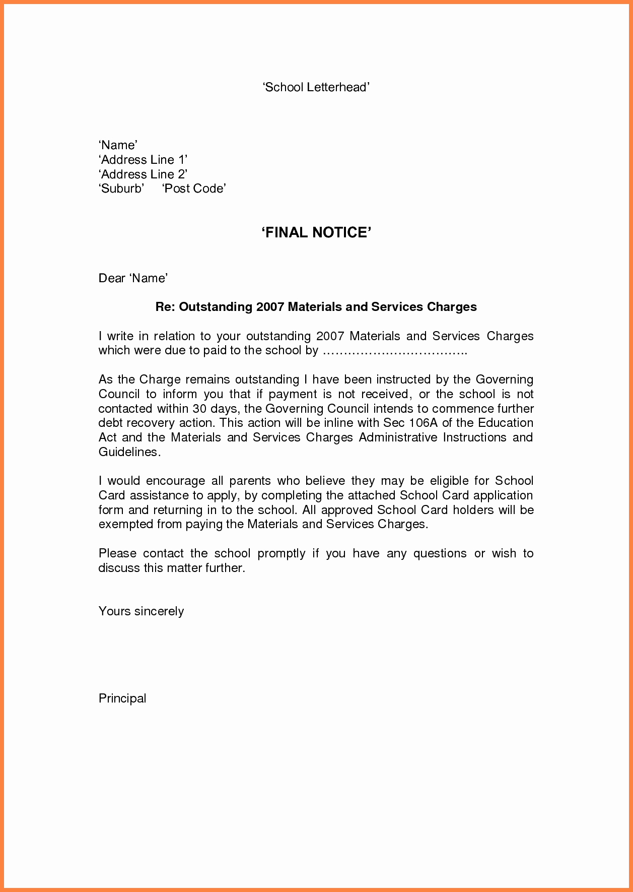 Collection Letter Final Notice Beautiful 9 Final Notice Example