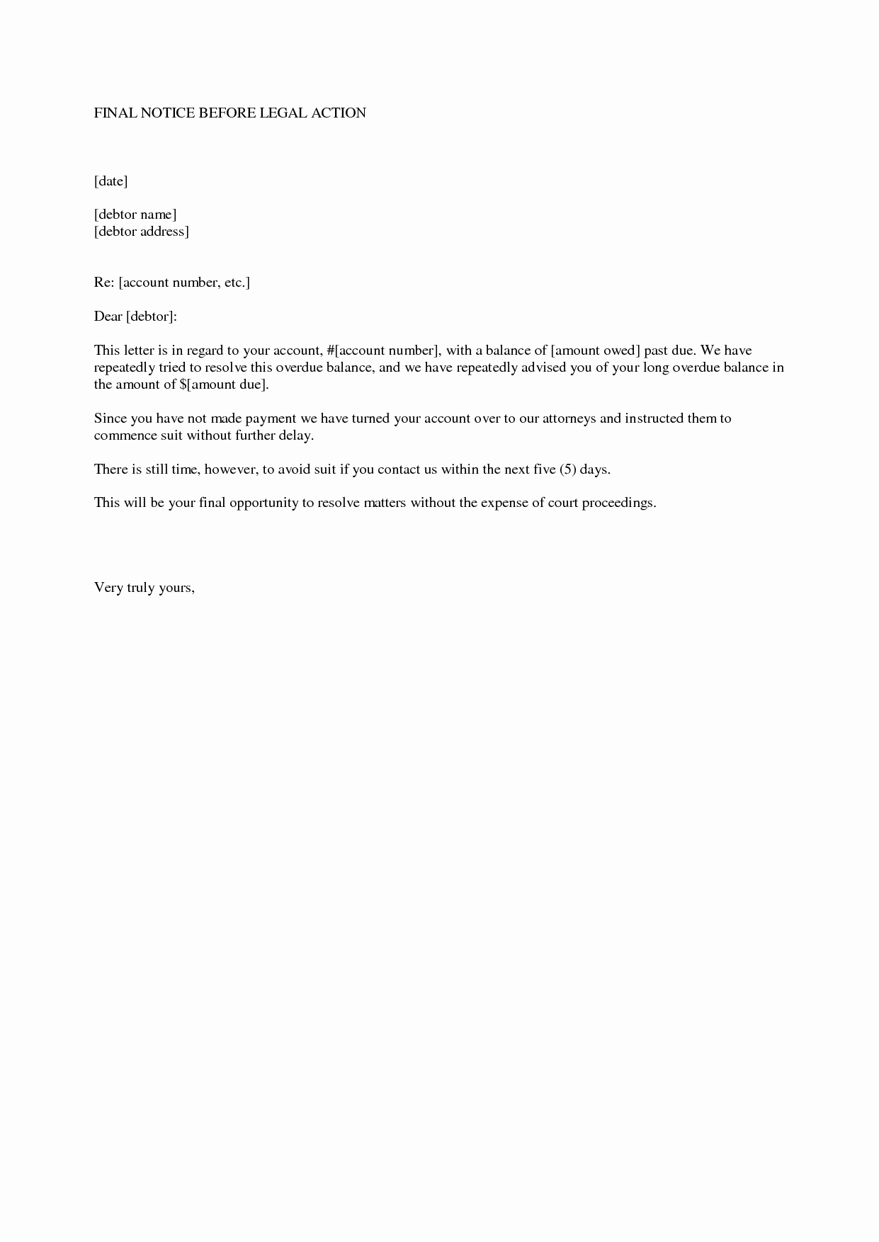 Collection Letter Final Notice Elegant Best S Of Collection Letter before Legal Action