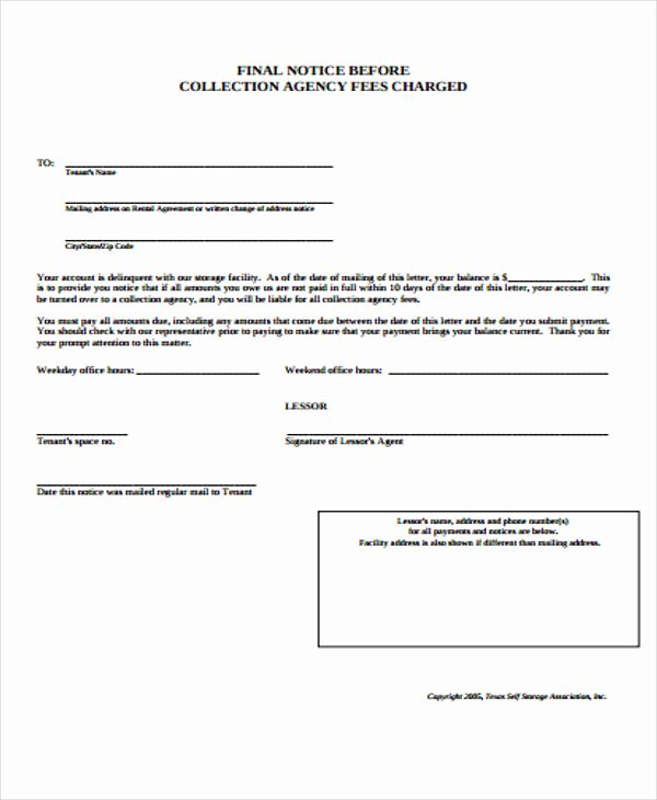Collection Letter Final Notice Luxury Collection Notice Templates 10 Free Word Pdf format
