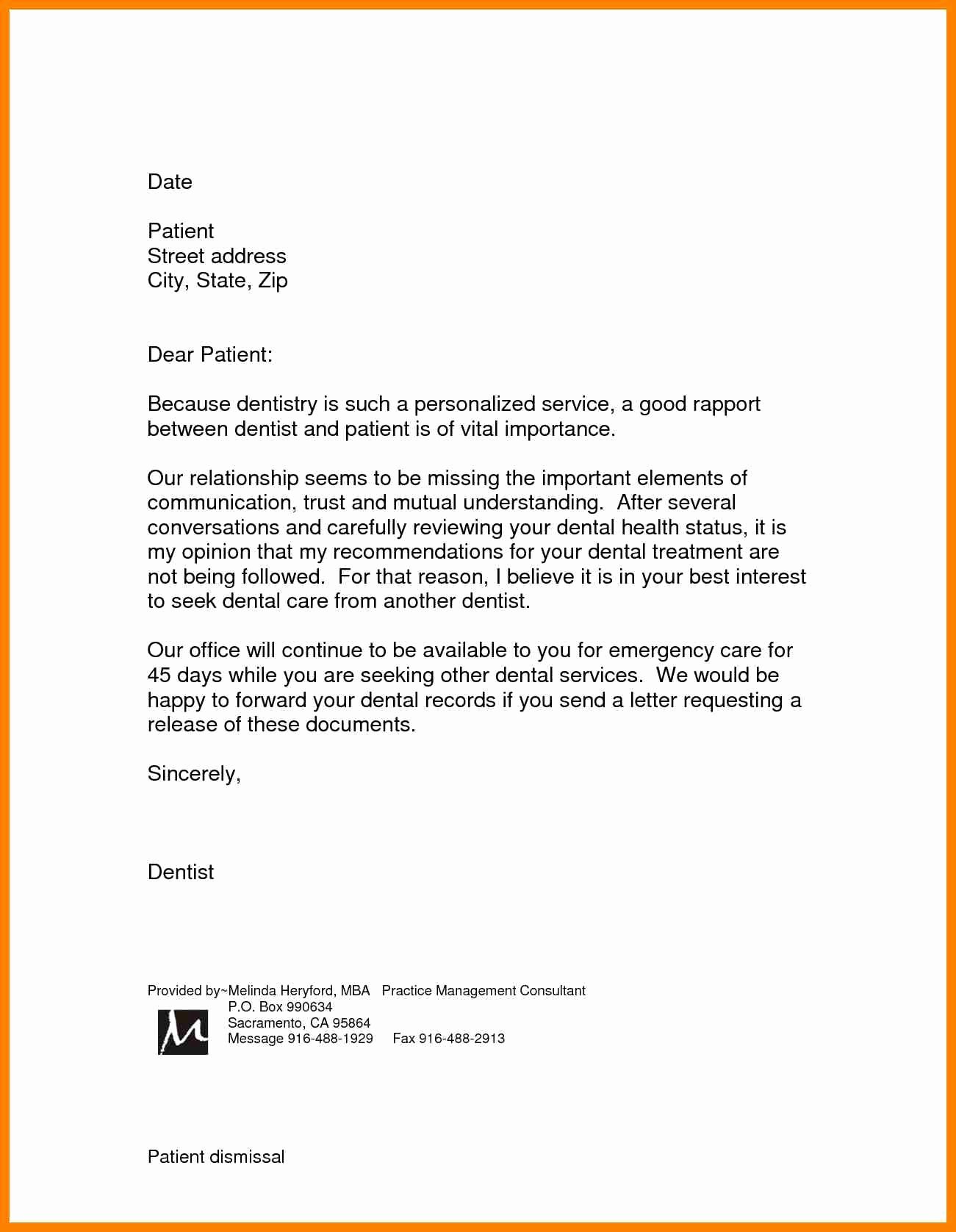 Collection Letter for Medical Office Inspirational Dental Patient Dismissal Letter Template Examples