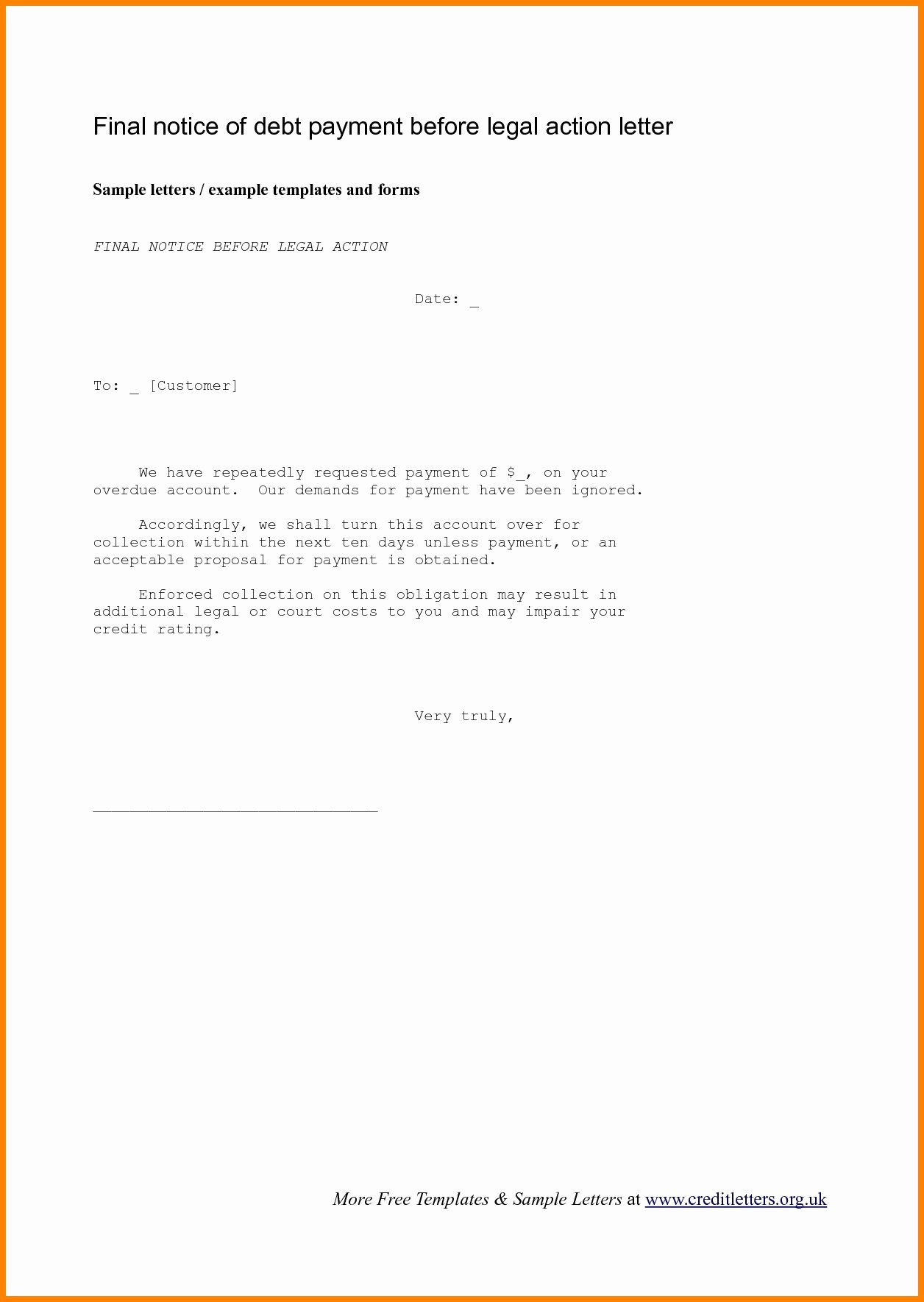 Collection Letter Template Final Notice Elegant Business Letter Block format Archives Wakisen Valid