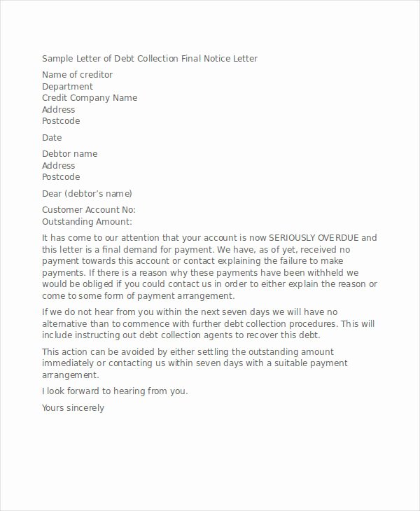 Collection Letter Template Final Notice Lovely 19 Notice Letter Examples &amp; Samples