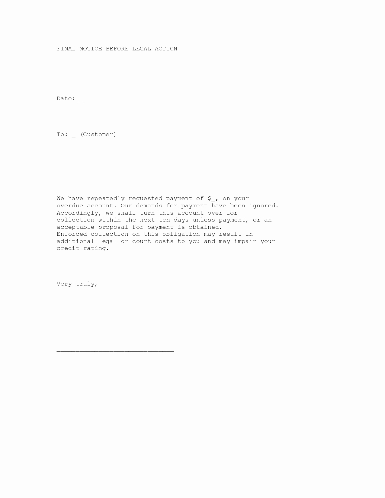 Collection Letter Template Final Notice Lovely Best S Of Collection Letter before Legal Action