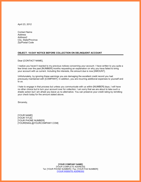 Collection Letters Final Notice Lovely 15 Collection Letter Template Final Notice