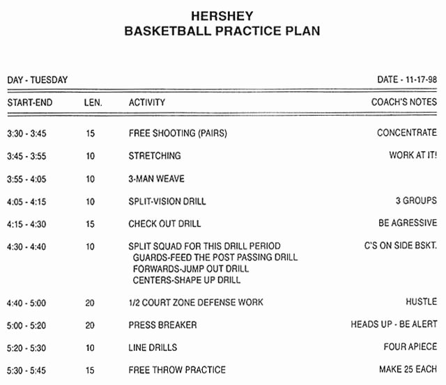 College Football Practice Schedule Template Beautiful Park Enterprises Basketball Practice Plan software