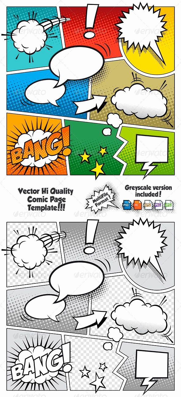 Comic Book Template Photoshop Awesome Color Ic Book Page Template Vectors