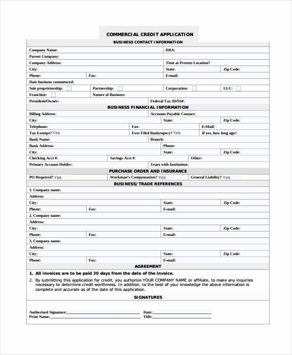 Commercial Credit Application Lovely 21 Free Credit Application forms