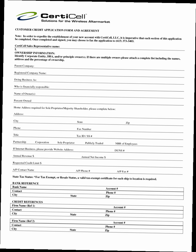 Commercial Credit Application Luxury Business Credit Application form Pdf