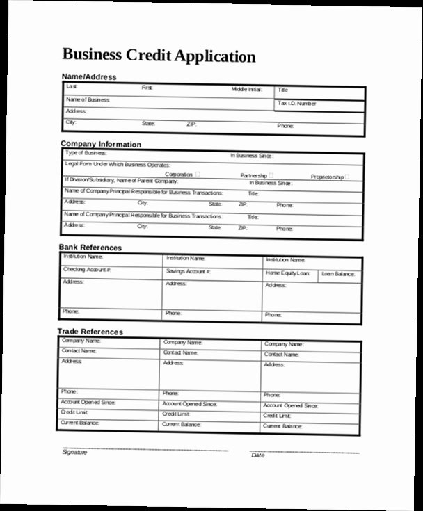 Commercial Credit Application Template Awesome Business Credit Application form Pdf