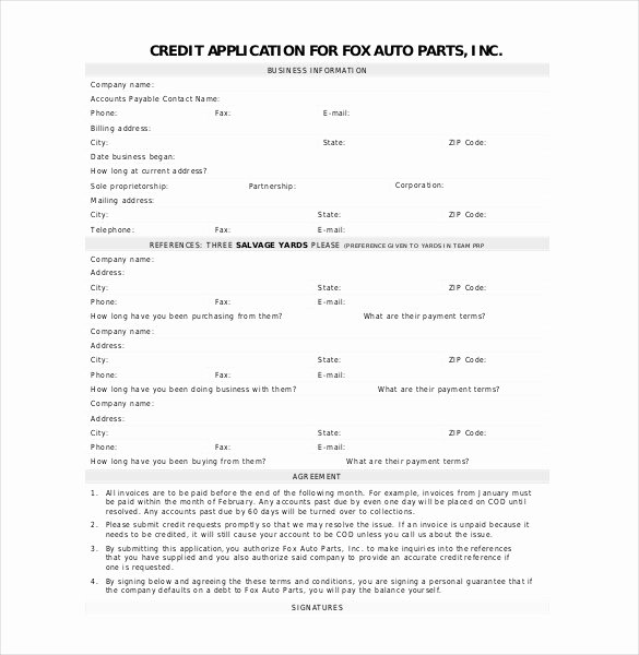 Commercial Credit Application Template Awesome Credit Application Template 33 Examples In Pdf Word