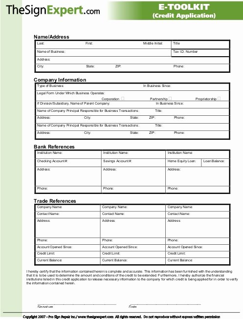 Commercial Credit Application Template Awesome Free Sign Shop forms