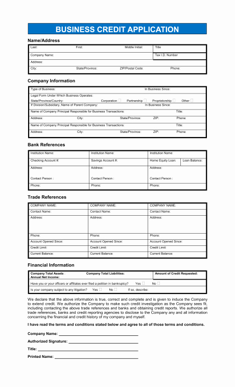 Commercial Credit Application Template Beautiful Credit Application Blank form — Rambler Images