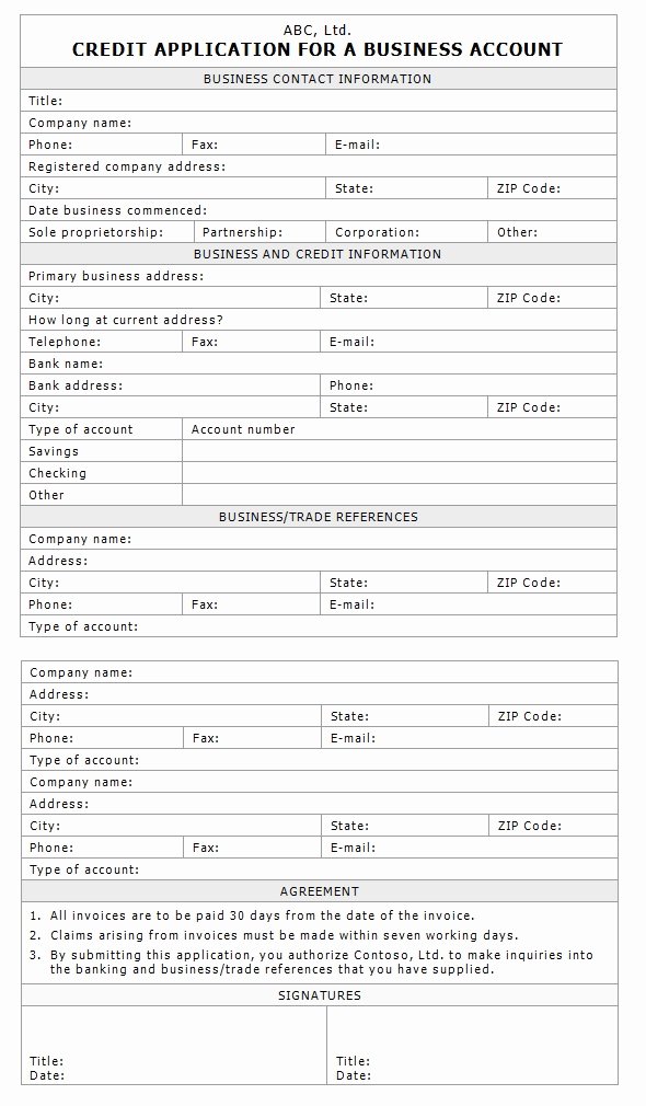 Commercial Credit Application Template Beautiful Credit Application for Business Template Sample