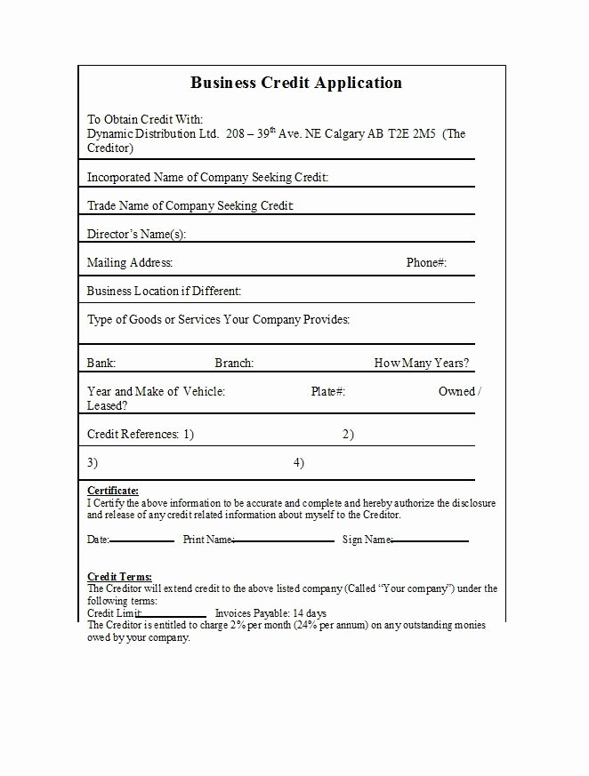 Commercial Credit Application Template Lovely 40 Free Credit Application form Templates &amp; Samples
