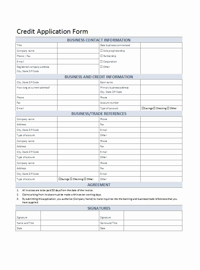 Commercial Credit Application Template Luxury 40 Free Credit Application form Templates &amp; Samples