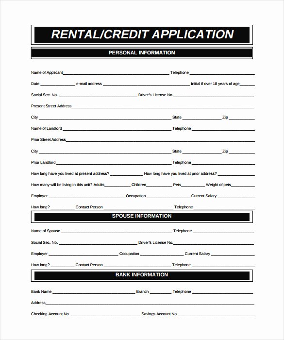 Commercial Credit Application Template Luxury Rental Application – 18 Free Word Pdf Documents Download