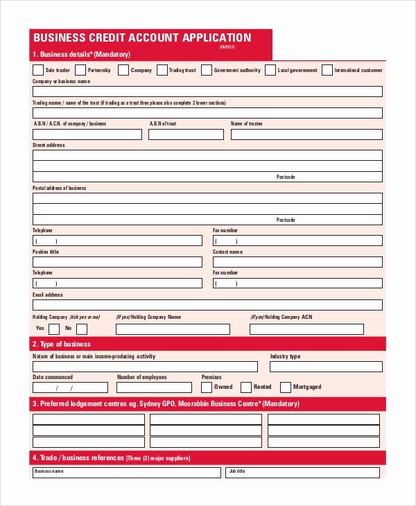 Commercial Credit Application Unique Sample Credit Application 11 Examples In Pdf Word
