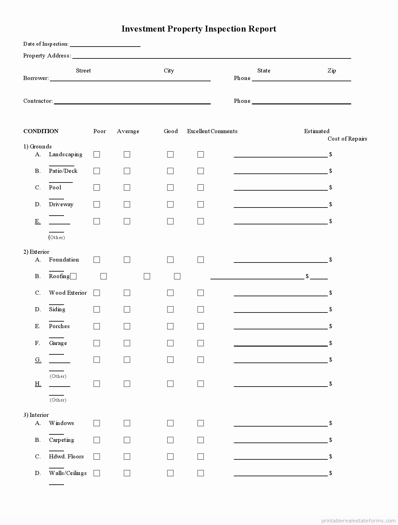 Commercial Property Inspection Checklist Inspirational Free Printable Investment Property Inspection Report