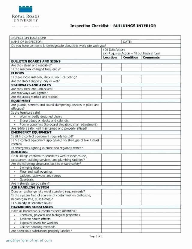 Commercial Property Inspection Checklist Lovely Mercial Property Building Inspection Checklist