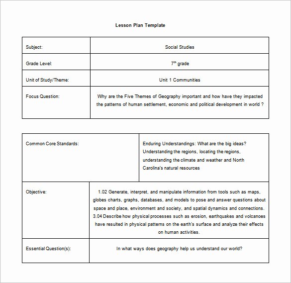 Common Core Lesson Plan Template Doc Beautiful Mon Core Observation Lesson Plan Template Templates