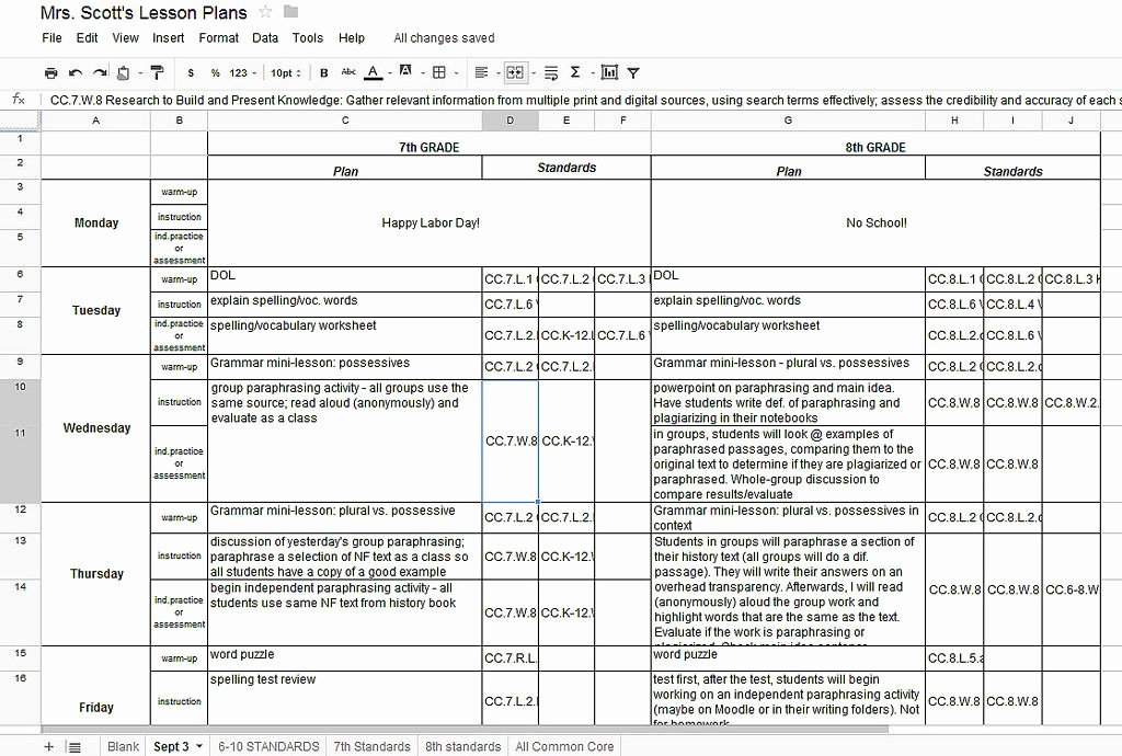 Common Core Lesson Plan Template Doc Best Of Using Google Docs for Lesson Plans and Labeling the Mon