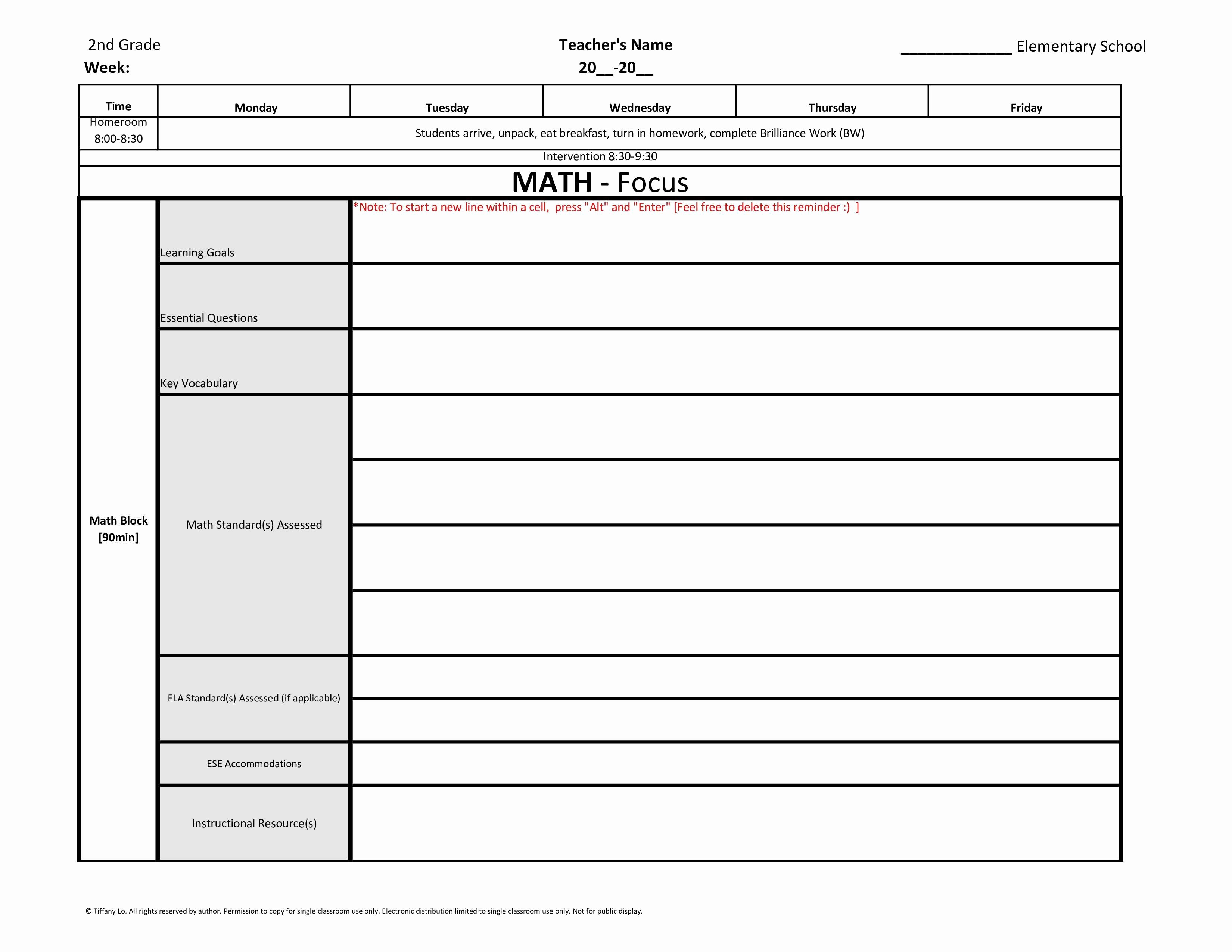 Common Core Lesson Plan Template Doc Fresh Weekly Lesson Plan Template for Mon Core Standards