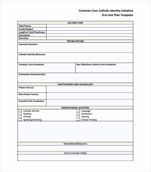 Common Core Lesson Plan Template Doc New Unit Plan Template