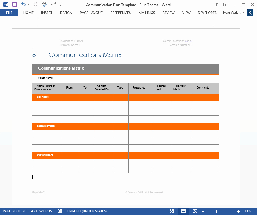 Communication Matrix Template Inspirational Munication Plan Templates – Download Ms Word and Excel