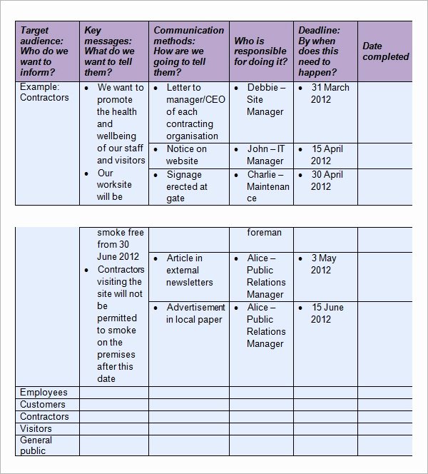 Communication Matrix Template Luxury 16 Samples Of Munication Plan Templates Pdf Word