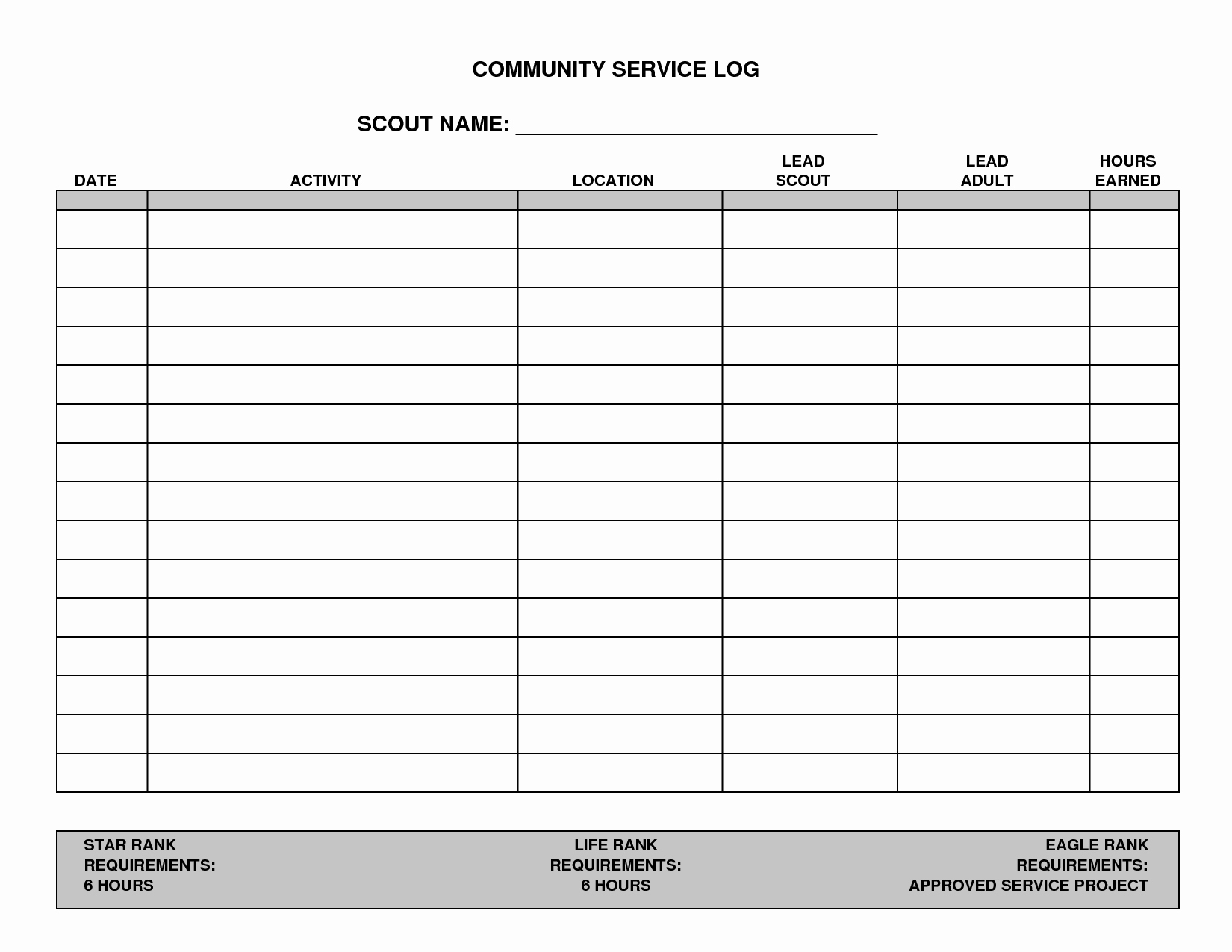 Community Service Paper Pdf Awesome 7 Best Of Printable Hours Log Volunteer Hours Log