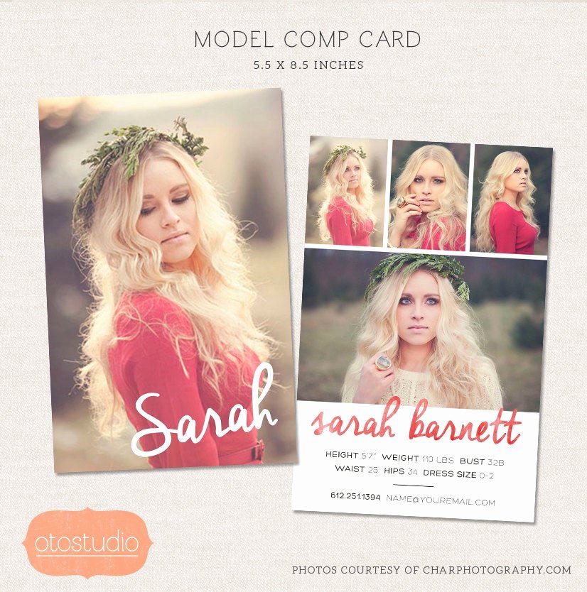 Comp Card Template Psd Download Unique Model P Card Shop Template Watercolor Chic Cm001