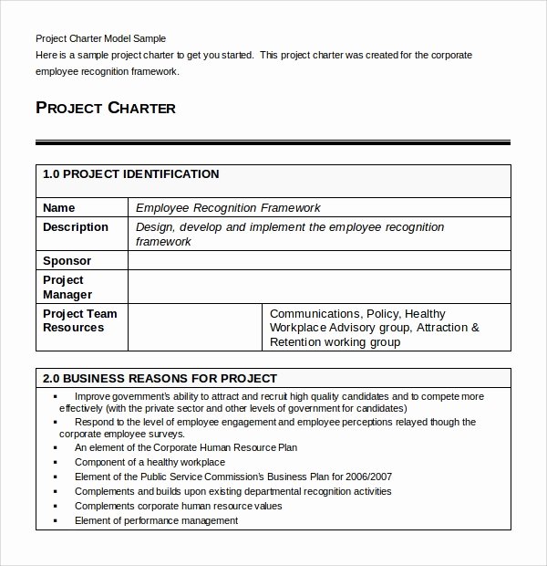 Company Charter Example Lovely Sample Project Charter Template 8 Free Documents