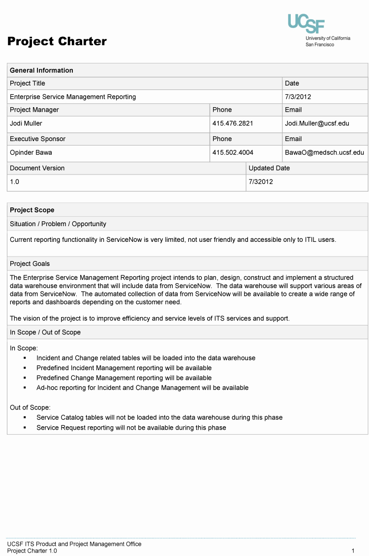 Company Charter Template Best Of Project Charter Template