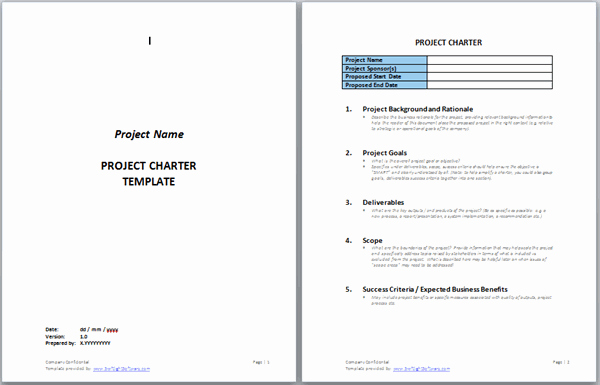 Company Charter Template Elegant Project Charter Template