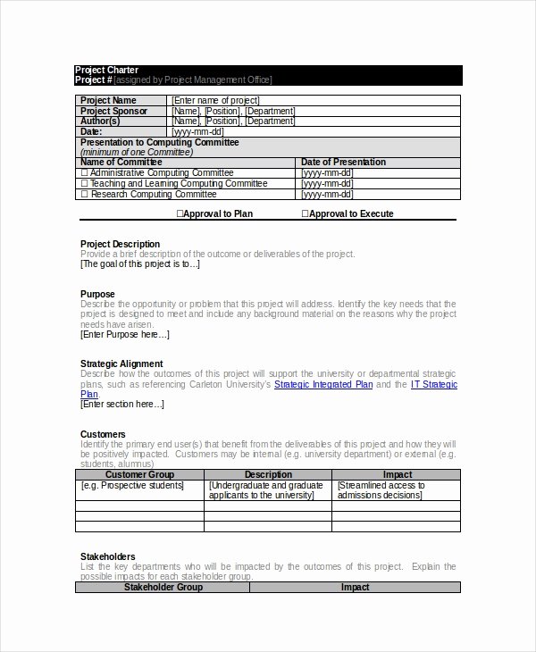 Company Charter Template Fresh Project Charter Template 10 Free Word Pdf Documents