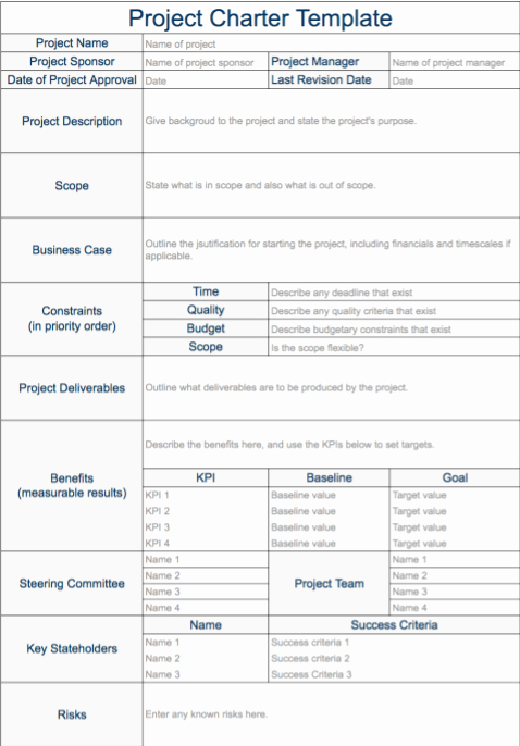 Company Charter Template Luxury Project Charter Template Program Mgmt