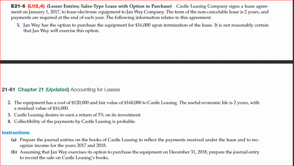 Company Equipment Use and Return Policy Agreement Unique solved Castle Leasing Pany Signs A Lease Agreement