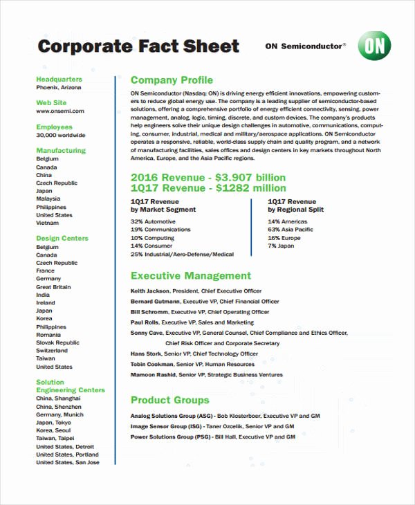 Company Fact Sheet Example Awesome 32 Fact Sheet Templates In Pdf