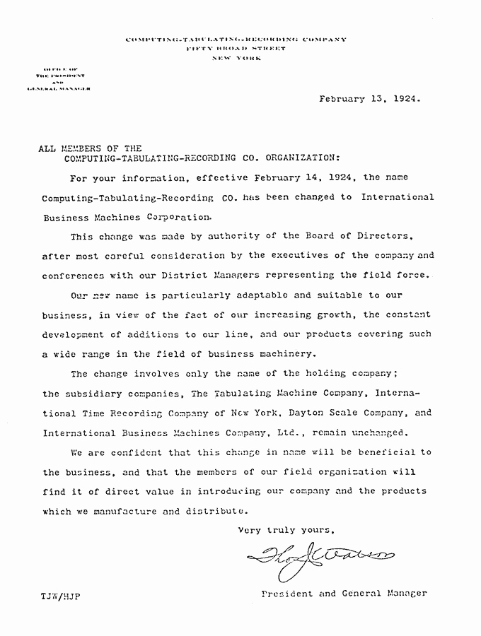 Company Name Change Letter Inspirational Ibm100 Ibm is Founded