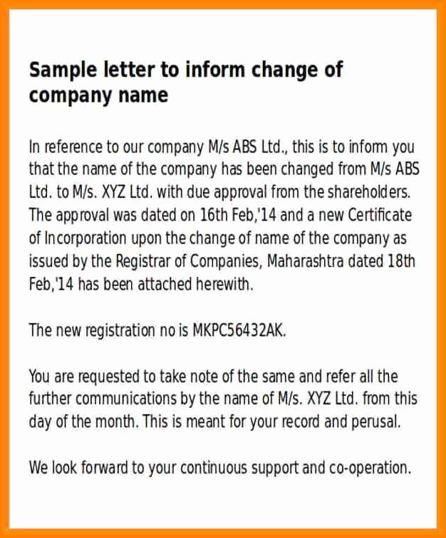 Company Name Change Letter Lovely 12 Letter Of Pany Name Change