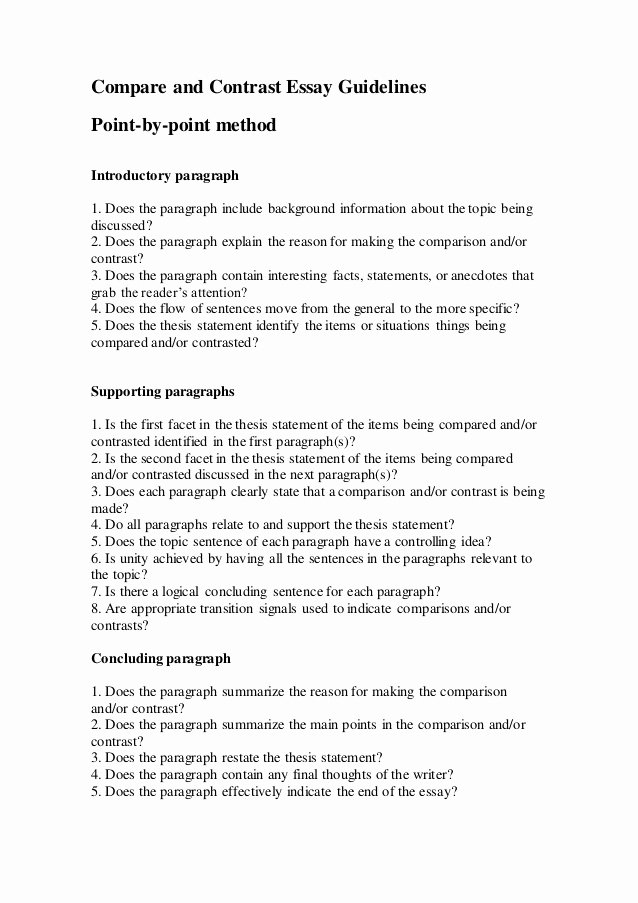 Compare and Contrast Introduction Paragraph New Pare and Contrast Essay Guidelines