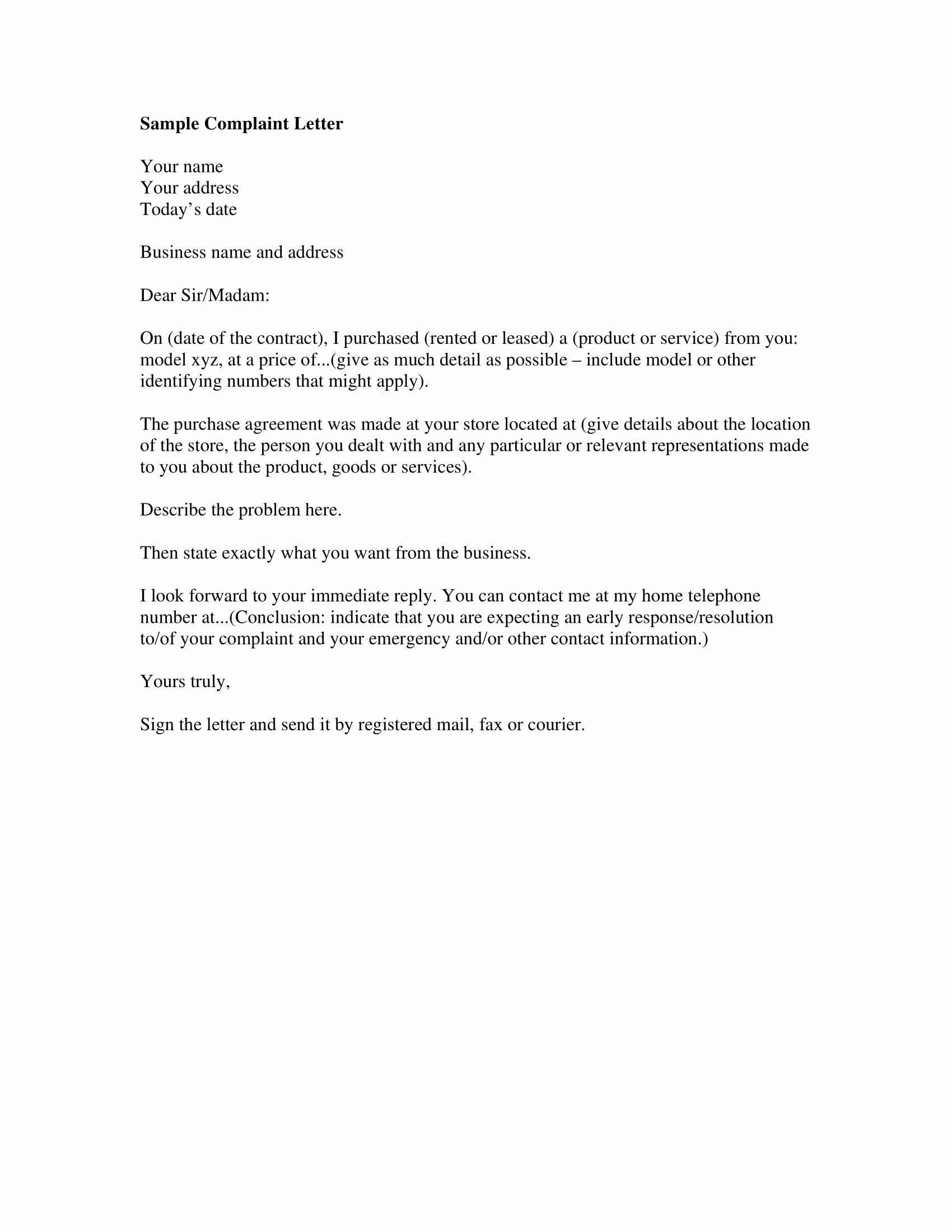 Complaint Response Template Awesome 4 Plaint Letter Examples Pdf Word