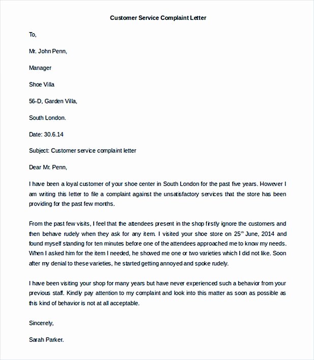 Complaint Response Template Beautiful Plaint Letter Template