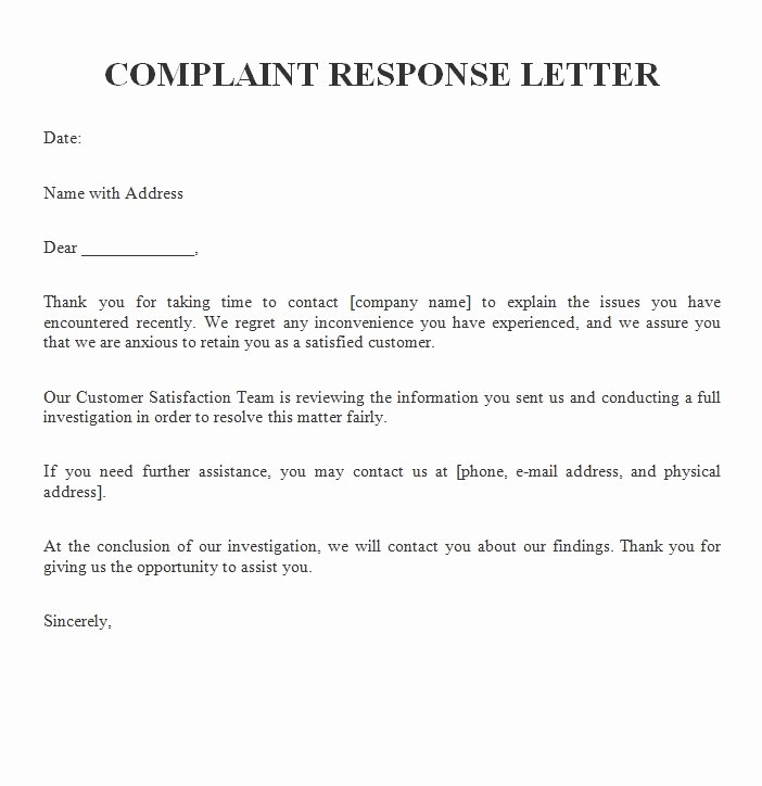 Complaint Response Template Elegant Plaint Letters Archives Free Sample Letters